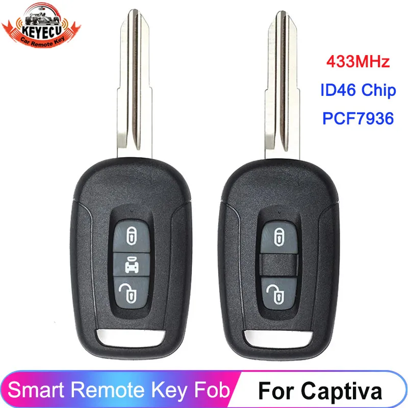 

Дистанционный ключ без ключа KEYECUNew, 2 кнопки, 433 МГц, чип ID46 для Chevrolet Captiva