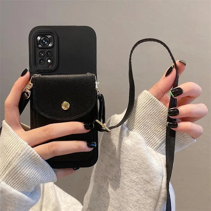thumbnail image 1 of Note11s Crossbody Card Slot Bag Holder Case On For Xiaomi Redmi Note 11 8 9 10 7 Pro 11s 10s 9s 11pro 4g 5g Cord Silicone Cover, 1 of 4