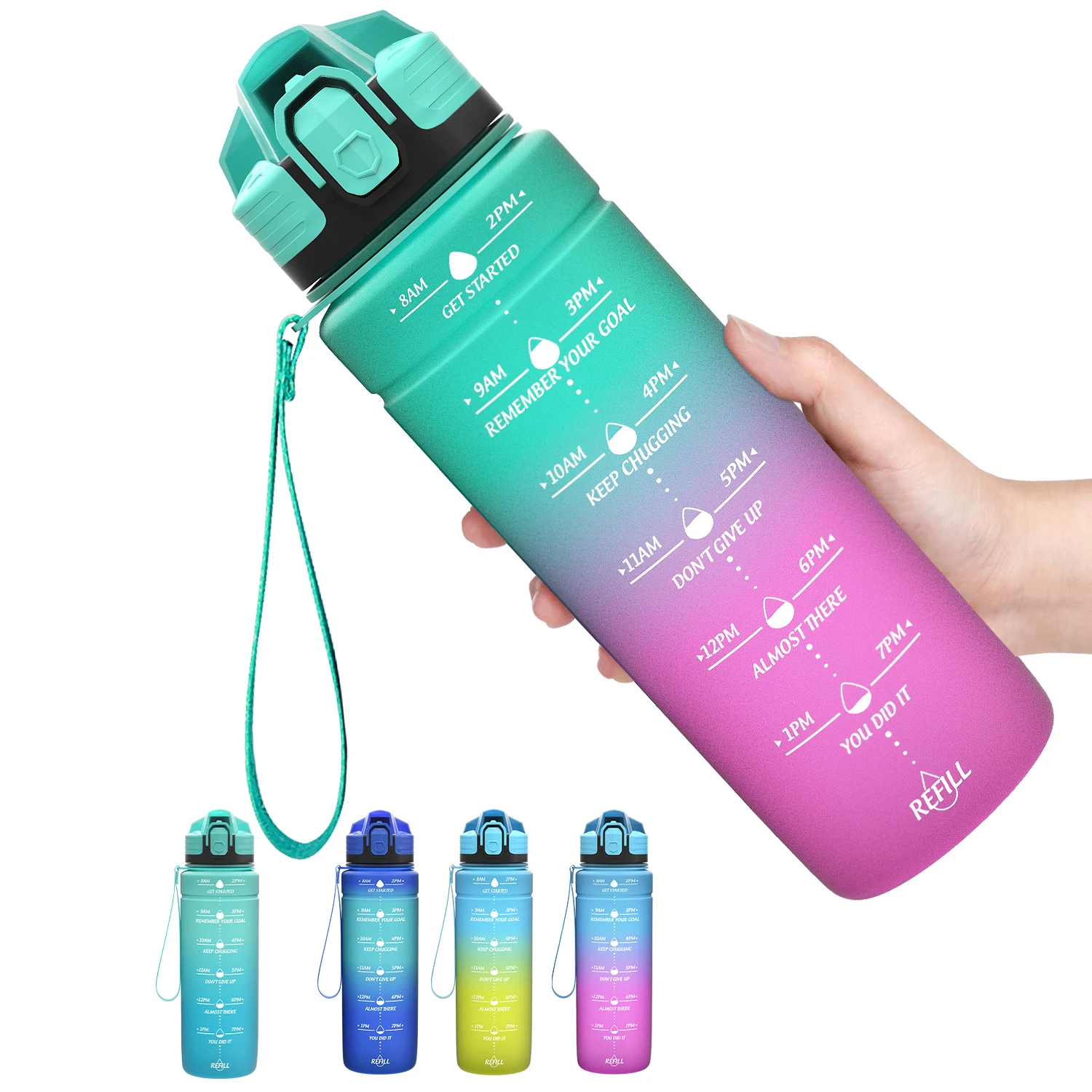 500/700/1000ML Sports Water Bottle With Time Marker Leakproof Portable Drinking Bottle For Outdoor Tour Fitness BPA Free Garrafa