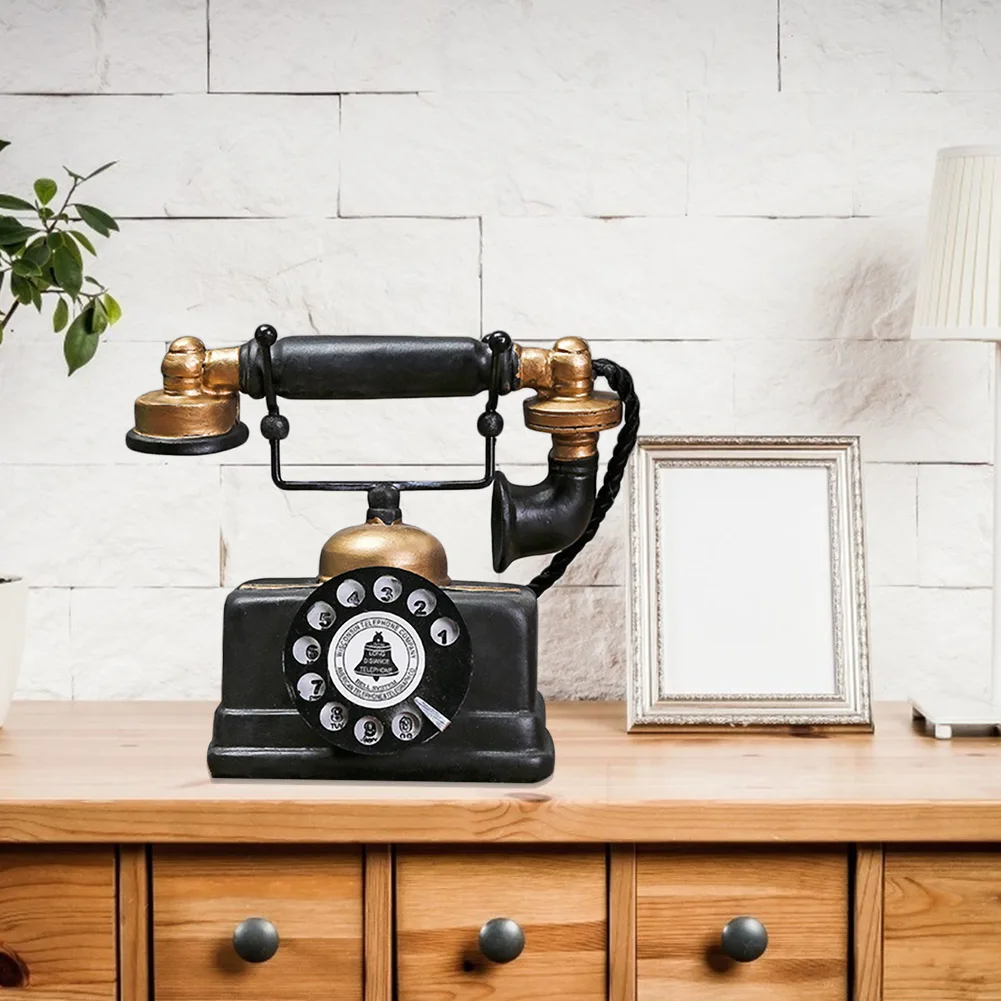 Description Picture 5 of itemVintage Style Artificial Telephone Model Retro Resin Home Decor Ornament Craft Classic Colors and Simple Durable Design