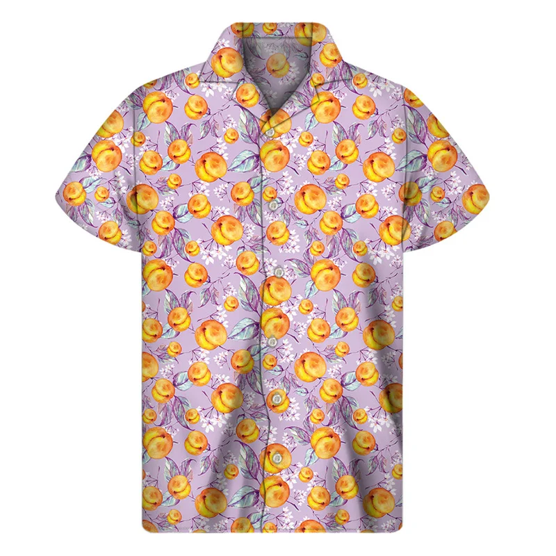 thumbnail image 1 of Camisa con estampado 3D de cerezas, manzanas y fresas para hombre, camisas hawaianas de verano con botones, manga corta, solapas sueltas, blusa hawaiana, 1 of 5