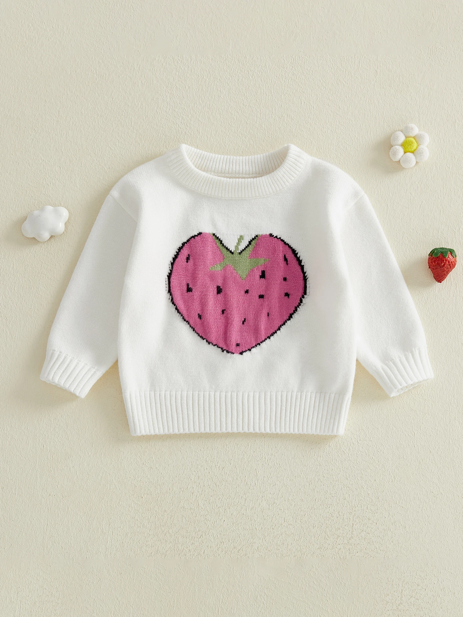 Adorable Infant Unisex Jumper with Cute Bear Design Cozy Crew Neck Long Sleeve Knit Sweater for Winter Warmth