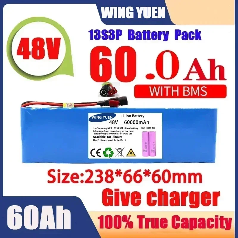 

New 48V 120000mAh 1000w 13S3P 48V Lithium ion Battery Pack 120Ah For 54.6v E-bike Electric bicycle Scooter with BMS+charger