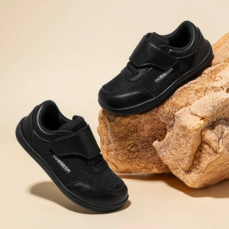 Kids Minimalist Barefoot Sneakers - Breathable Wide Toe Hook Loop Casual Shoes