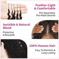 Crépus droit birman bouclés plume Crochet Extension de cheveux humains pré-séparé sans noeud réutilisable pré-bouclé Crochet cheveux humains 2