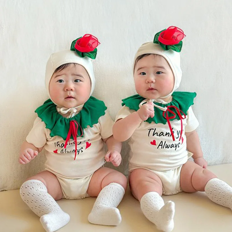 Baby Clothes Comfortable Breathable Cotton Rompers 2024 Summer Boys and Girls Cute and Playful Jumpsuit Baby Outfit Set