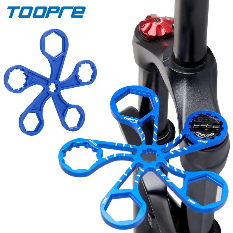 Toopre Bike Suspension Front Fork Cap Wrench Damping Fork Shoulder Installation Tool Crank Cap Wrench 8T/12T 24/26mm 27/28mm