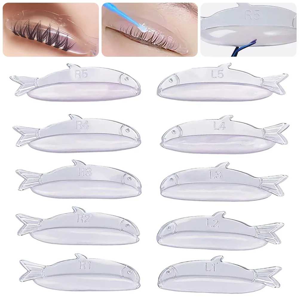 물고기 모양의 실리콘 속눈썹 펌 패드 3D 속눈썹 컬러 액세서리 속눈썹 연장 애플리케이터 도구 메이크업 액세서리