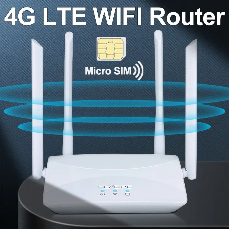 Router Wifi 4G Lte 150Mbps 4 Antenne Esterne Ripetitore Del Segnale Di Alimentazione Hotspot Connessione Cablata Più Liscia Scheda Micro Sim Intellige