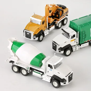 Child's Engineering Vehicle Toys Pull-Back Alloy Locomotive Sanitation Car Stirring Car  Excavator Children's Toy Gift B177 1