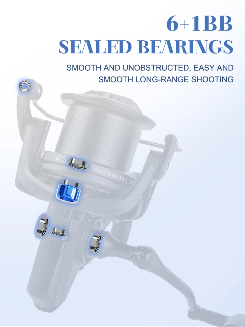 BILLINGS Spinnrolle 20KG Bremskraft Große Weitwurf-Spinnrolle 8000-14000 CNC Aluminium-Spule mit Braid-Ready 4.8:1 Übersetzung – Detail 8