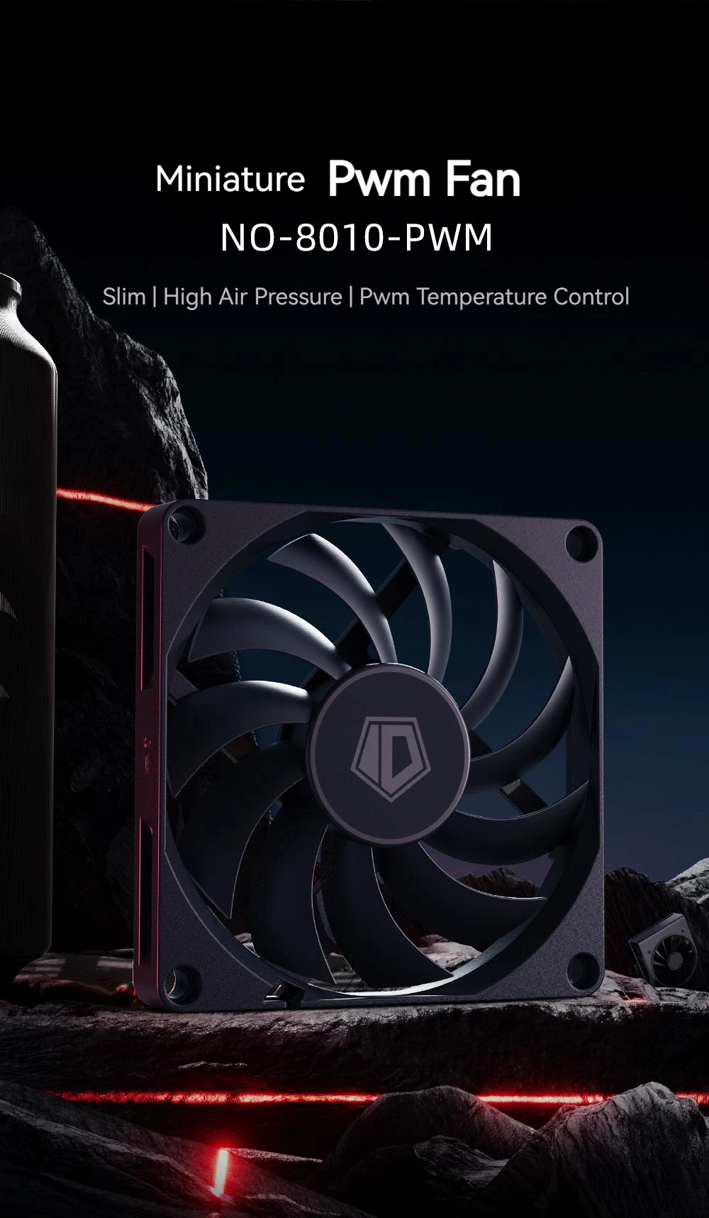ID-COOLING NO-8010-PWM 800-3000RPM 4PIN PWM Ultra Thin Chassis Fan 8CM PC Fan In