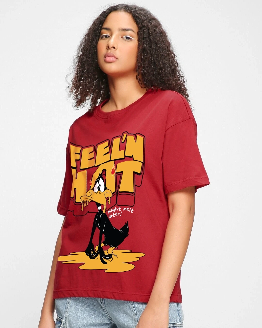 Women's LOONEY TUNES Red Graphic Print Women's Short Sleeve