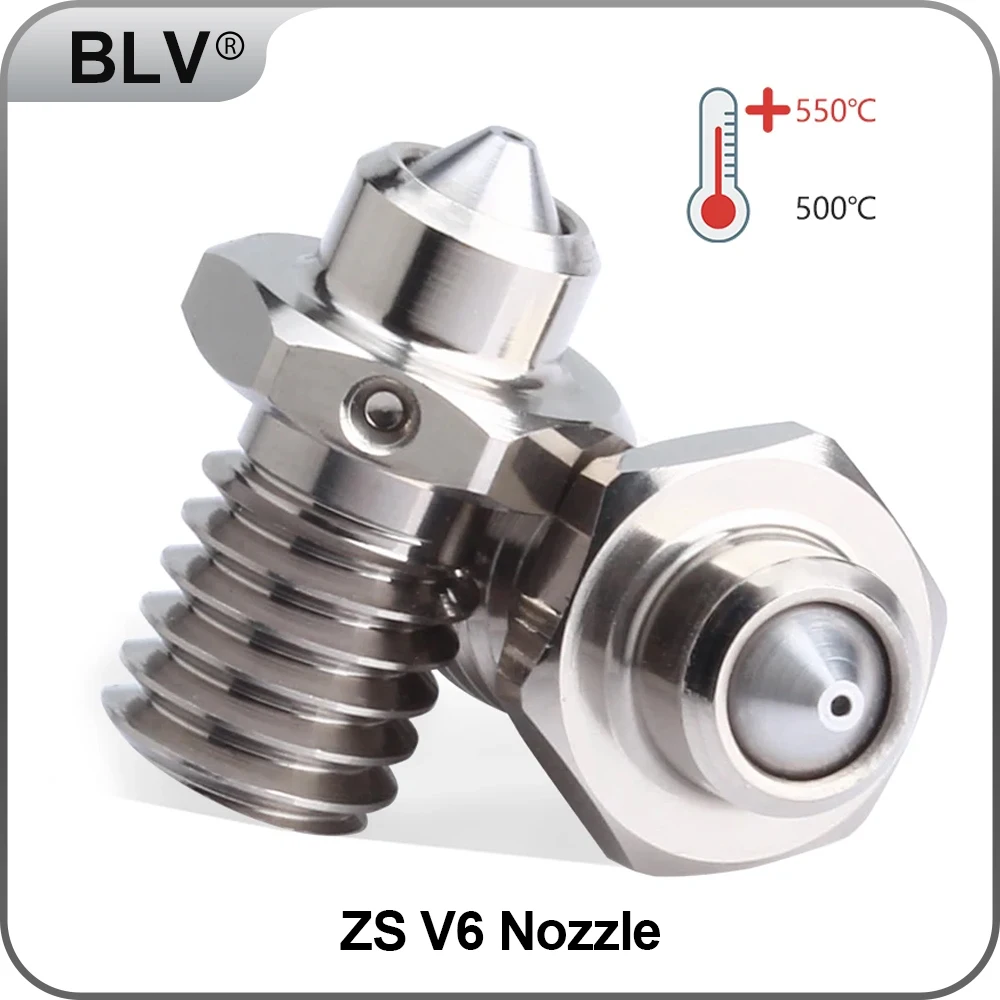 

BLV ZS Nozzle V6 Volcano MK8 Hardened Steel Copper Alloy High Temperature and Wear Resistant 1.75MM Filament 3D Printer