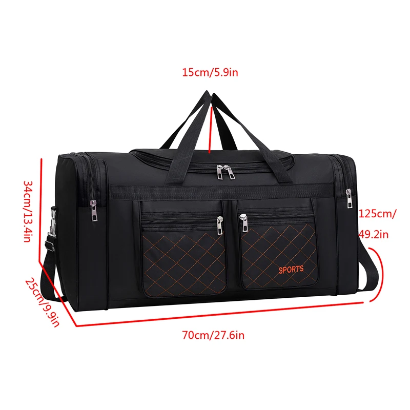 Men's Large Capacity Luggage Bag - Multi Pocket Travel Bag with Zipper Closure, Foldable Design, Ideal for Vacation and Sports E