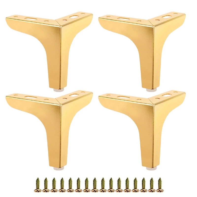 Furniture Feet 4Pcs Iron Replacement Right Angle Support Table Sofa Bed Legs With Anti-slip Foot Pad