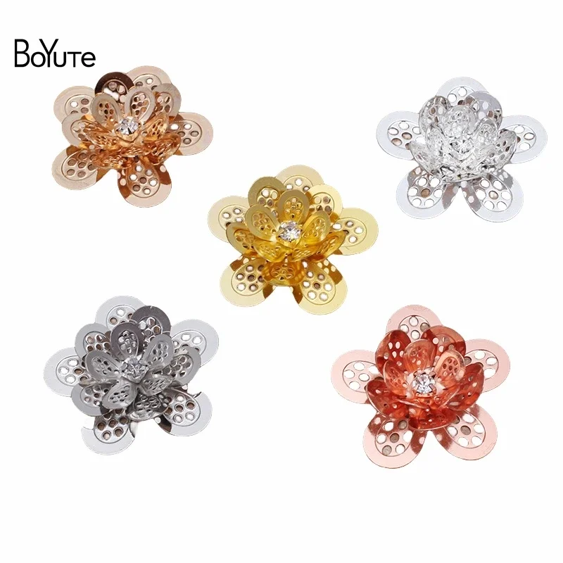 

BoYuTe (10 Pieces/Lot) 24MM Metal Brass Filigree Flower Materials Handmade Diy Jewelry Accessories