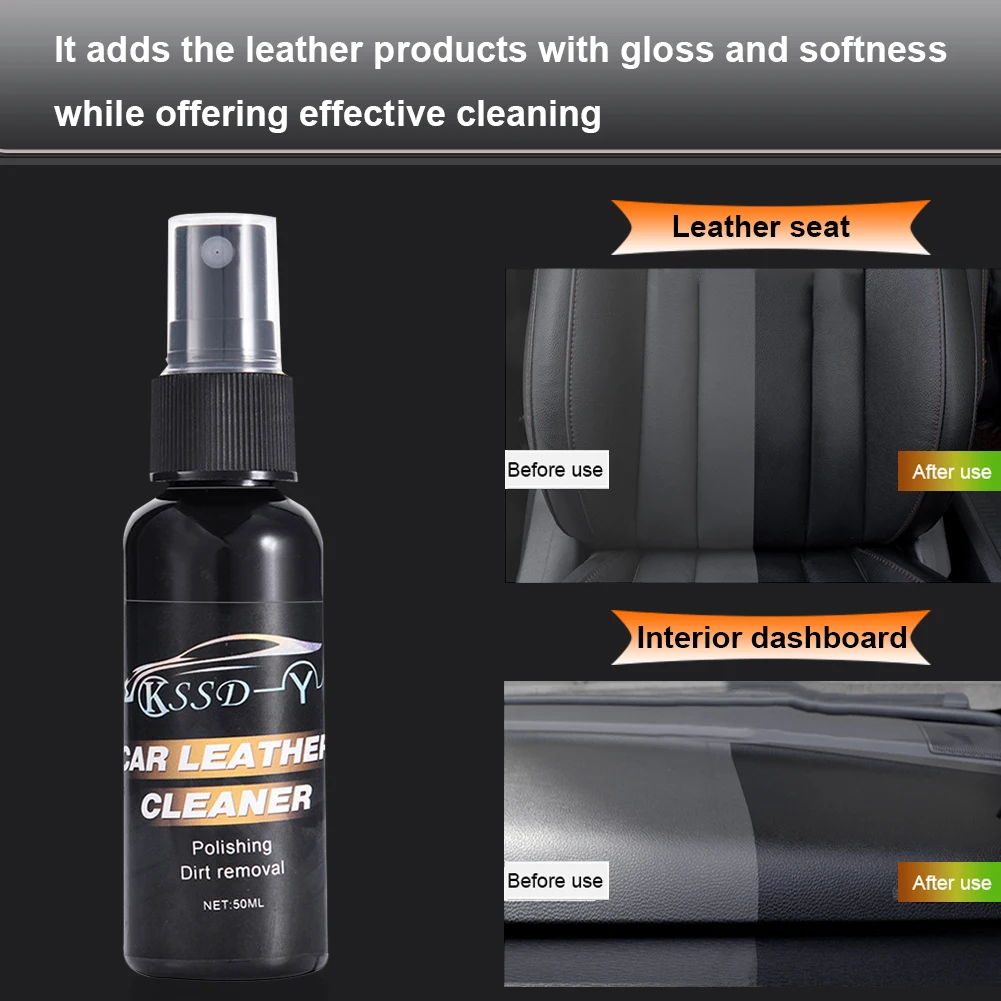 Car cleaner Car cleaner spray 50ml Car Leather Cleaner Leather Seat Upholstery Sofa Bag Stain Remover Cleaner Care Refurbishing Spray