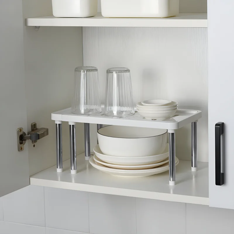 

Stainless Steel Adjustable Kitchen Desk Organizer Double Layer Spice Bottle Storage Rack Simple Style Creative Retractable