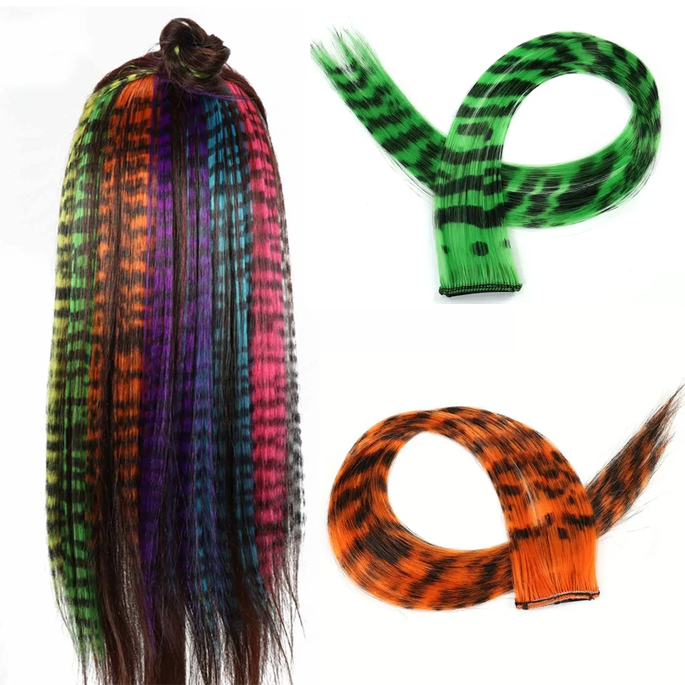 LUPU Extensão de cabelo de penas sintéticas para mulheres, grampo de cabelo falso colorido em uma peça, festa cosplay, estilo Y2K