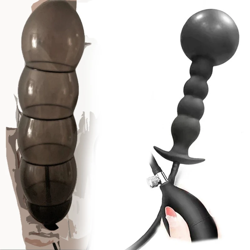Aufblasbarer Dildo, Anal-Butt-Plug mit 5 Perlen, Silikon, riesiger Arsch, Dilatator, Anus, vaginal, erweitern, Sexspielzeug für Frauen, Männer, Paare