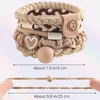 5pcs/Set Mixed Styles Hair Ties High Elastic Heart Shaped Rubber Band Women Girl No-Damage Ponytail Holder Scrunchies