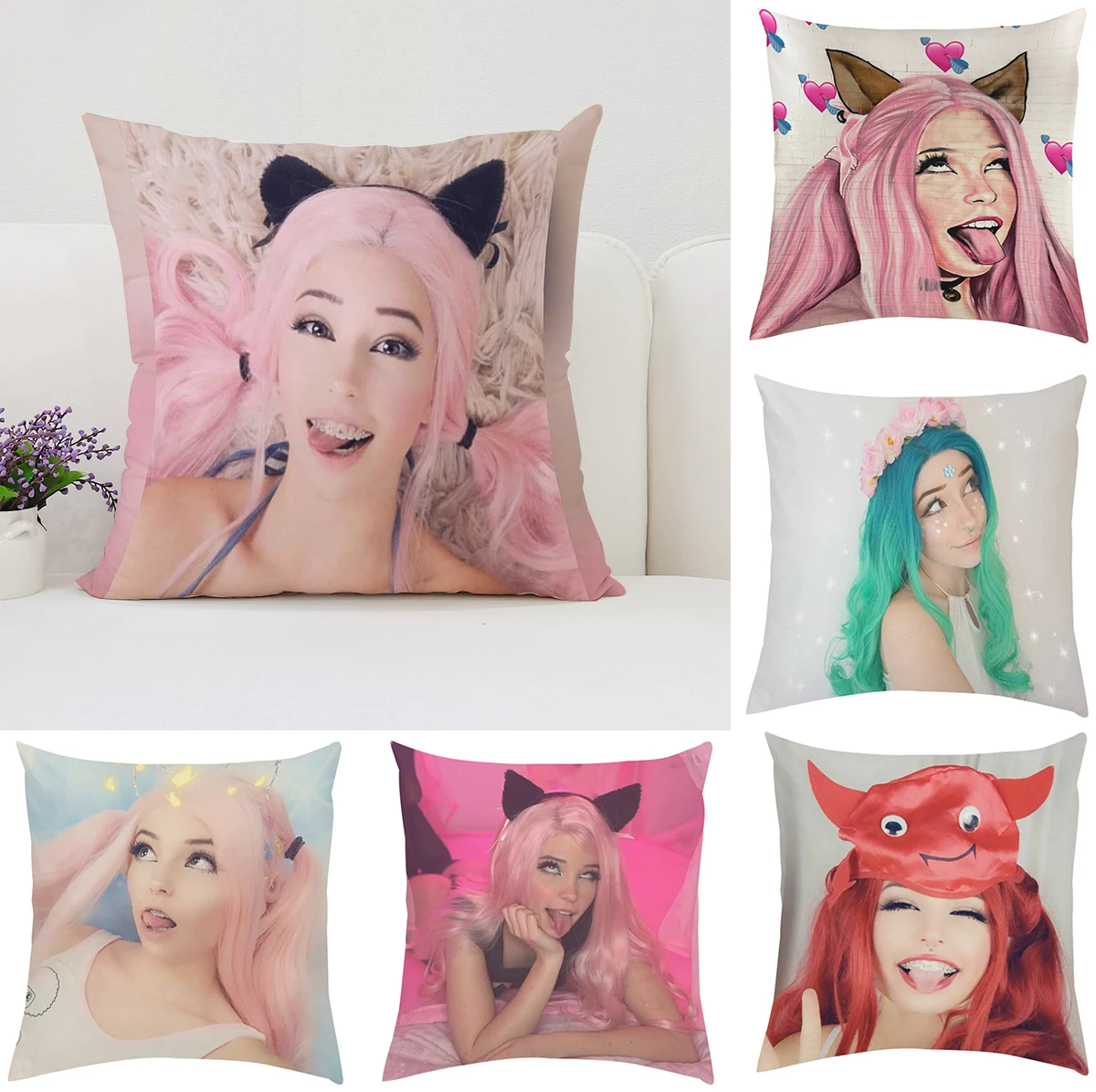 

Decorative Pillowcase Decor 40x40 B-Belle Delphines Throw Pillow Covers for Bed Pillows Cushion Cover 45x45 Sofa Cushions