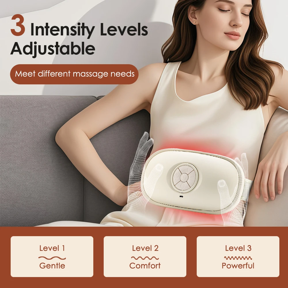 Electric Abdominal Massager Bian Stone Kneading 2-Level Heated Fat Burner 3-Inte