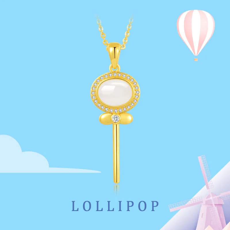 

Gilded lollipop, sweet jade pendant for women's fashionable new necklace, novel neck accessoryHXYS038