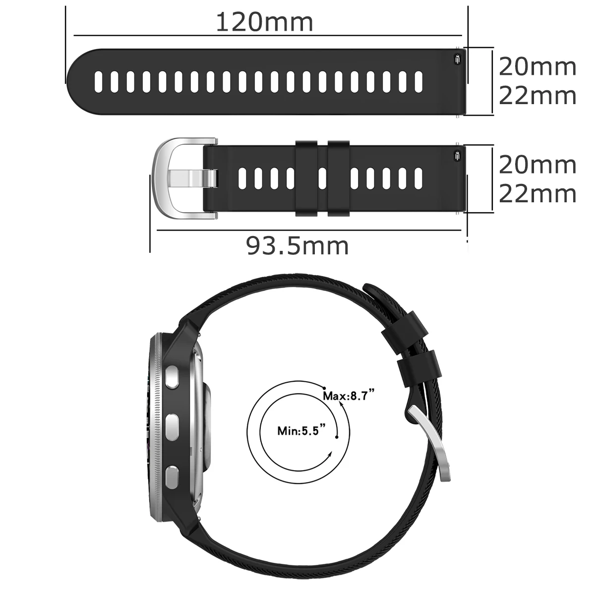 Premium Sport Silicone Watch Band - Official Design, Enhanced Comfort, Various Sizes