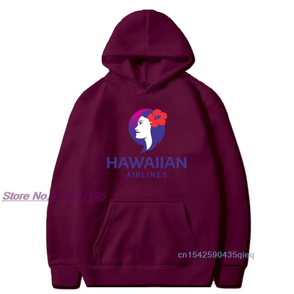 Hawaiian Airlines-프린트 후드티 연인의 날 폴리에스테르 크루 넥 남성 후드, 재미있는 긴팔 맨투맨 후드티