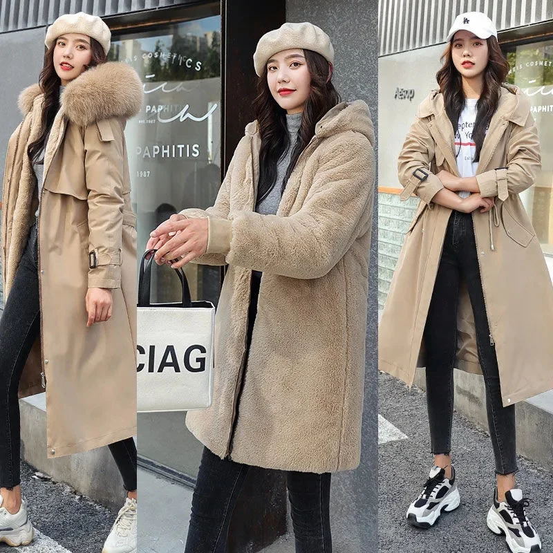 2025 Winter Jacket Women Parkas Thick Warm Fur Lining Long Parka Female Windbreakers Hooded Padded Coat Distachable Outwear 6XL