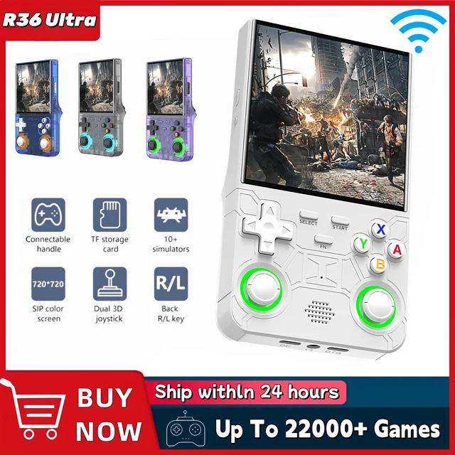Lecteur de jeu WIFI Ultra portable R36, écran IPS de 4 pouces, lecteur vidéo rétro Open Source, mémoire 64 go/128 go jusqu'à 20000 + de jeux 1