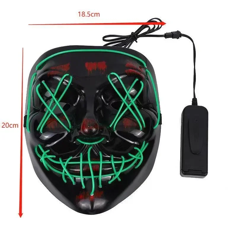 Luminous Mask Halloween Party LED Black V-shaped Daily Cold Light Horror Ghost Festival Dance