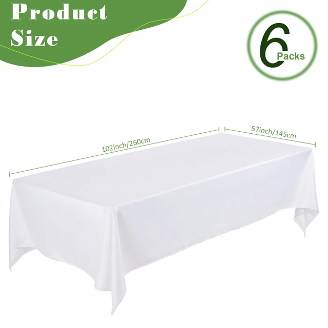 Nappe rectangulaire blanche, 6 pièces, résistante aux taches et aux rides, lavable, en Polyester, pour décoration de Table à manger 2
