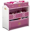 Princess Crown Multi-Bin Toy Organizer Storage Rack Kids 3  Metallic Gold Crown Emblems Easy Assembly Durable Wood and Fabric 2