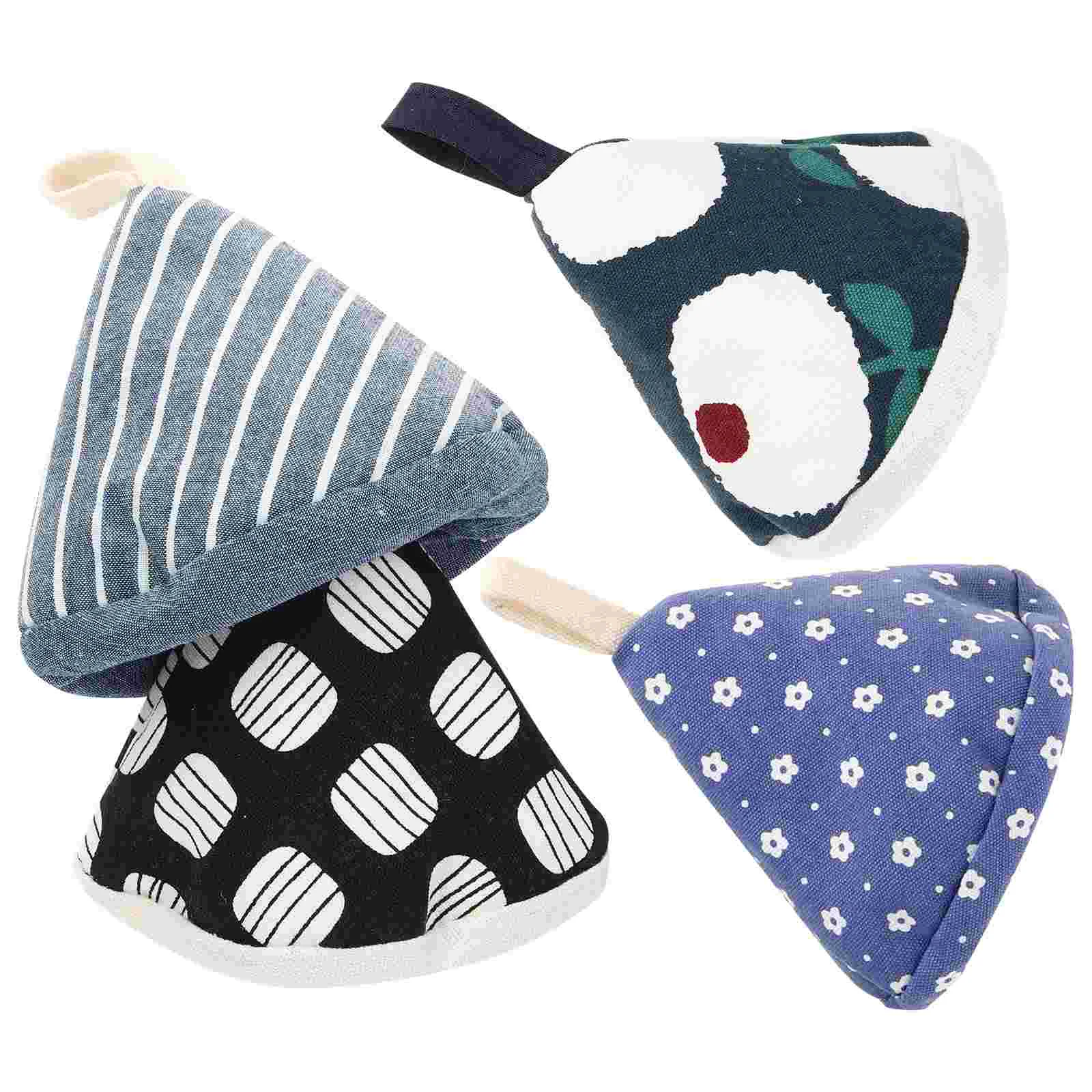 

4 Pcs Fry Pans Griddle Triangular Pot Handle Hot Covers Triangle Lid Sleeves Knob Anti Scald Mitt Oven Mitts Heat Resistant