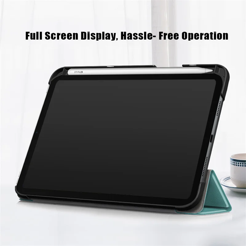 Trifold PU Leather Stand Magnetic Cover with Pen Holder
