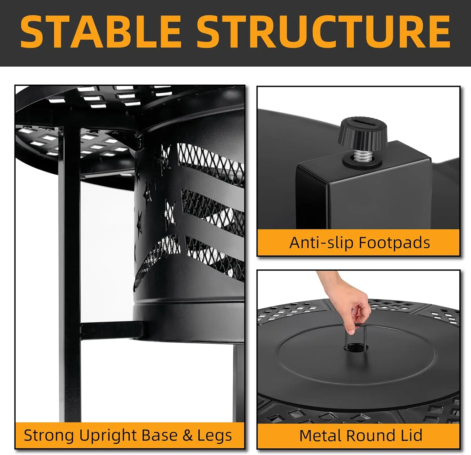 42" Outdoor Fire Pit with 2 Grills - Wood Burning Firepit for Outside with Cover & Poker, Heavy Duty Metal Fire Pit