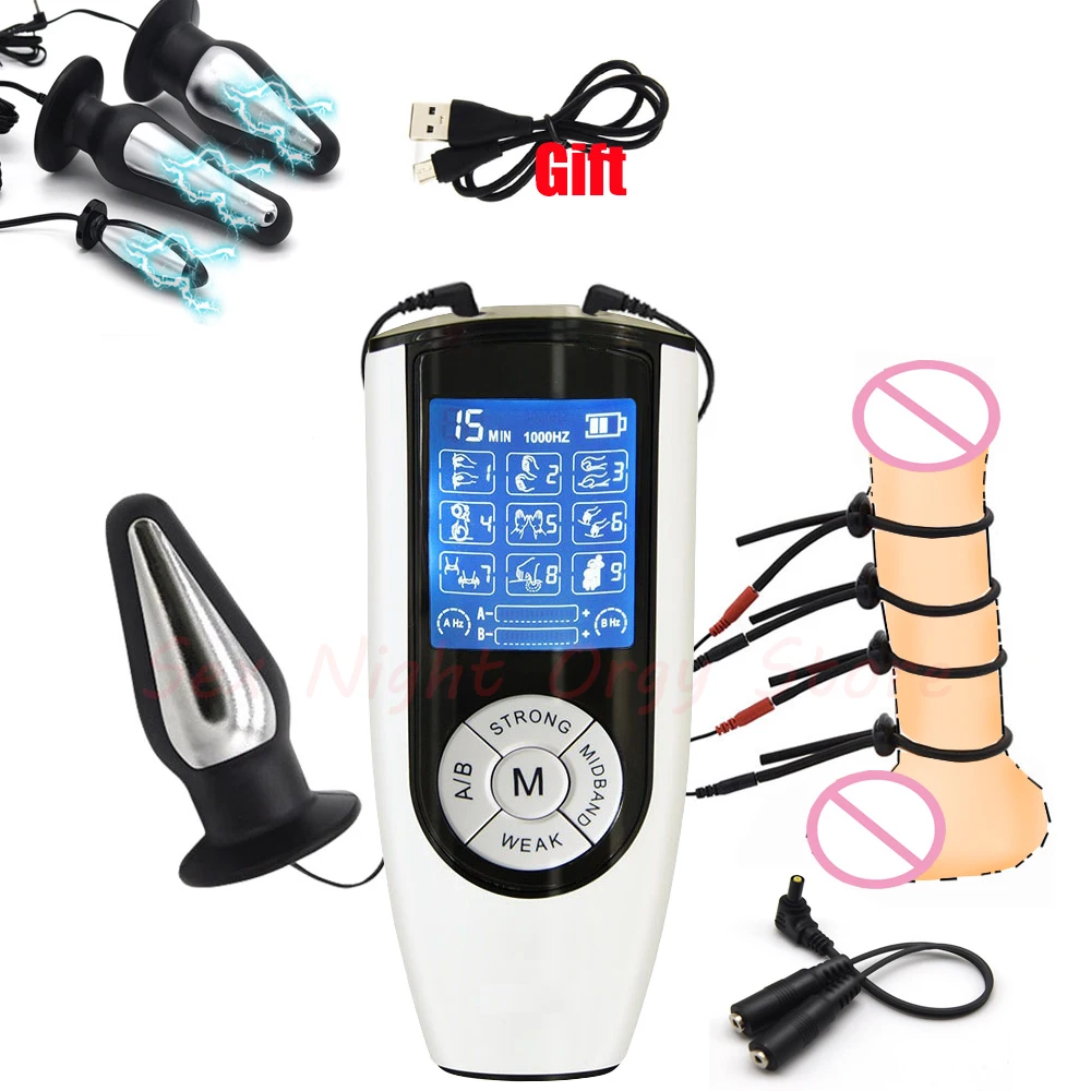 Electro Sex Toys Electric Sex Toys Electrostimulator for Men Electric Shock Anal Butt Plug Stimulation Cock Penis Ring
