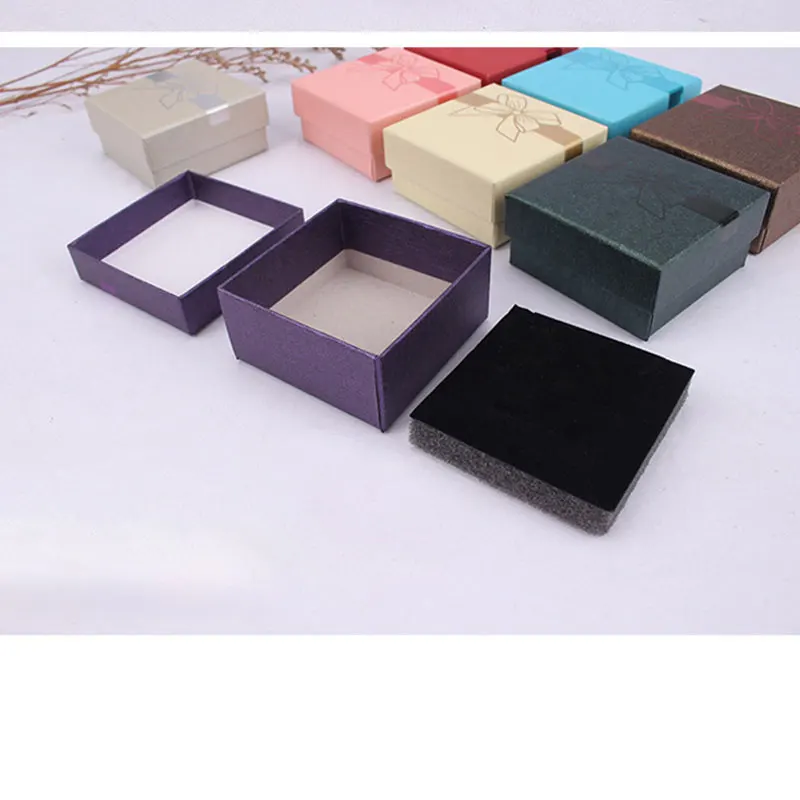 Wholesale Bow Jewelry Packaging Box 12-Pack DIY Small 7x7x3.5cm Reflective Cardboard Gift Boxes Necklace Earrings Ring Package