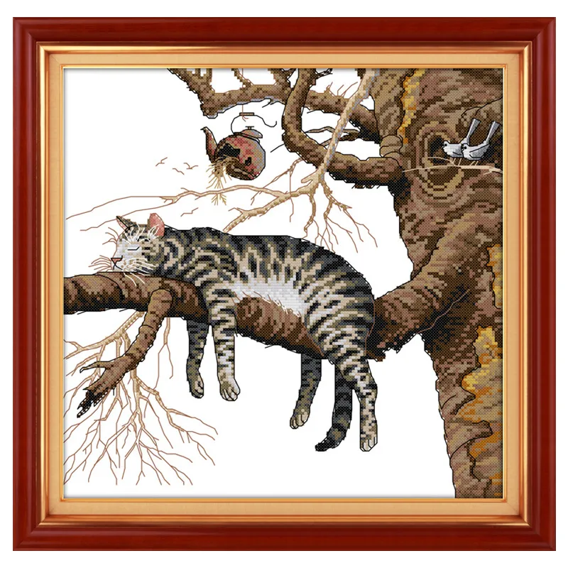 Kinds of Cats DMC DIY Cross Stitch Set Needlework Embroidery Cross-Stitch Kit Handwork Fabric 14CT & 11CT Chineses Patterns Kits