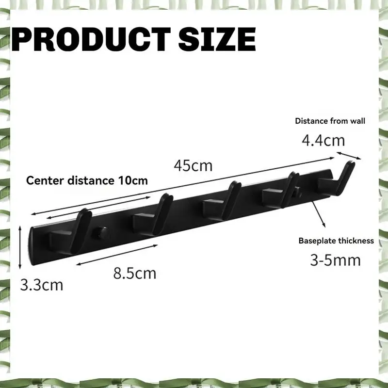 5 Hook Coat Hooks Aluminium Door Holder Towel Clothes Hats Bag Key Wall Hanging Hanger Black Bathroom Rack With Screws