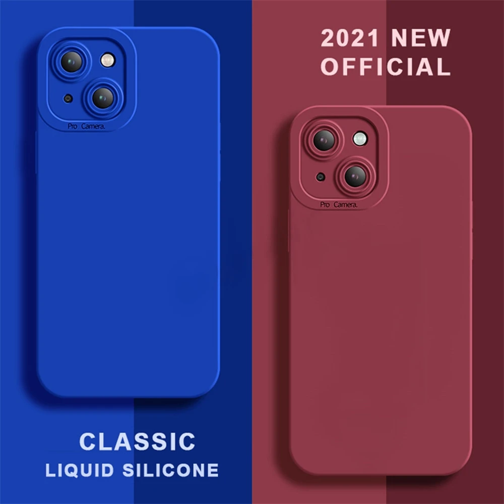 Candy Original Square Liquid Silicone Phone Case For iPhone 12 13 11 Pro XS Max X XR 7 8 Plus Camera Protection Soft Back Cover |