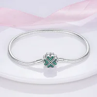 Bracelet Silver 925 Original 17-20CM Star Moon Sun Four Leaf Clover Green Zircon Bracelets Fit DIY Charms Birthday Jewelry Gifts - Image 3