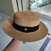 Ladies Sun Fedora Hats Small Bee Shiny Straw Hat European American Retro Gold Braided Female Sunshade Flat Sequins Hat 6
