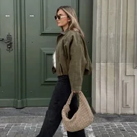 Women's Bomber Jackets Coats Fashion Turn-down Collar Long Sleeve Loose Coats Vintage Female Outerwear Chic Tops 3