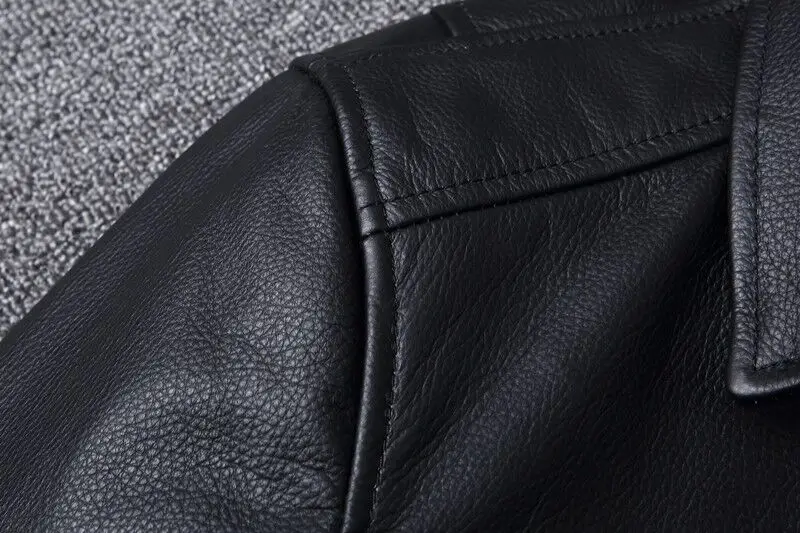 Description Picture 5 of itemBlack Quilted Leather Jacket Men Genuine Cow Leather Coat Winter Casual Mens Jackets Autumn Slim Fit Overcoat Male Clothes