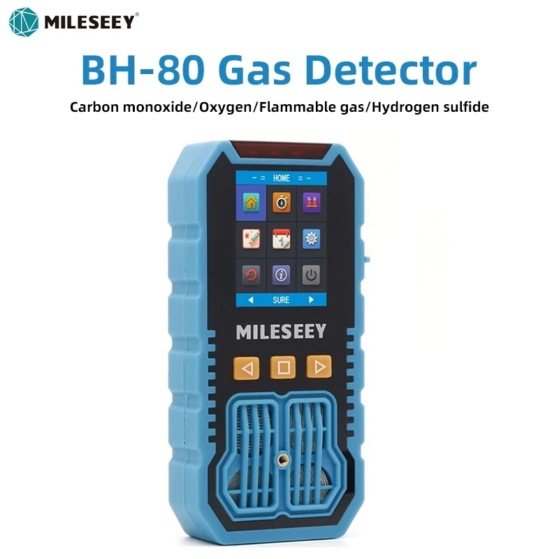 

Mileseey BH-80 Многофункциональный газовый детектор, H2S/CO/O2/ EX газ, вибрация мигающий дисплей звуковой сигнал для безопасности