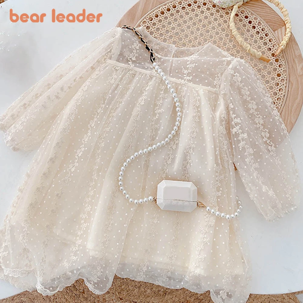 Bear Leader Lace Baby Girls Dress Long Sleeve Dresses Summer Weddings Kids Birthday Party Princess Dress Children Tulle Vestidos girls dress princess costume